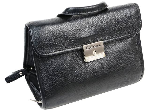 Мужская кожаная барсетка сумка Giorgio Ferretti Черный (Ef043 black)