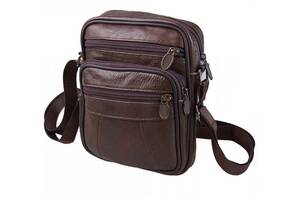 Мужская кожаная сумка DV-BAGS JZ NVR010-2DR-BROWN коричневая