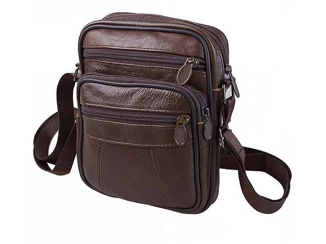 Мужская кожаная сумка DV-BAGS JZ NVR010-2DR-BROWN коричневая