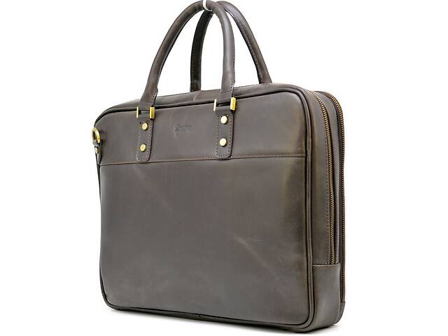 Мужская кожаная сумка-портфель тонкая коричневая TARWA TC-4766-4lx