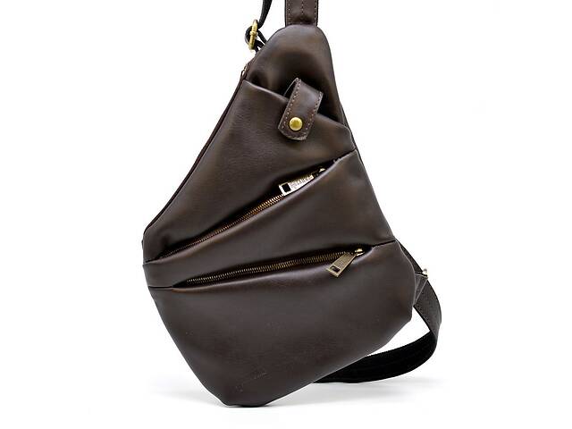 Мужская кожаная сумка-слинг GC-6402-3md Коричневая бренд TARWA 23 × 21 × 4