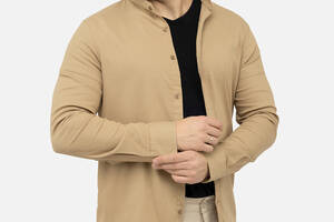 Мужская рубашка с длинным рукавом Figo M Бежевый ЦБ-00241591 (SKT000961995)