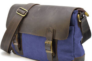 Мужская сумка через плечо кожа и папусина RKc-6002-3md TARWA Синий