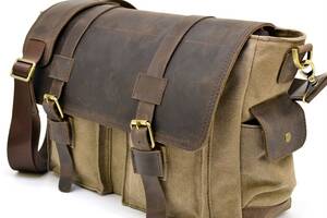 Мужская сумка через плечо из канваса и кожи RSc-6690-4lx TARWA 27 × 39 × 12 Коричневый