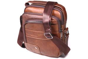 Мужская сумка через плечо из натуральной кожи Vintage 21480 Светло-коричневый