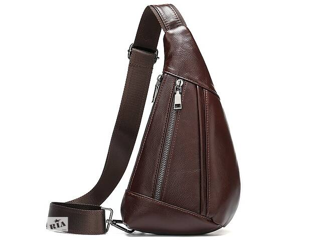Мужская сумка-слинг кожаная 14737 Vintage Коричневая 31х17х2 см
