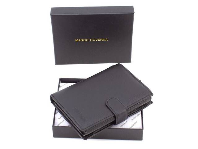 Мужское портмоне из натуральной кожи с секцией для документов 10х14 Marco Coverna M1 (21586) черный