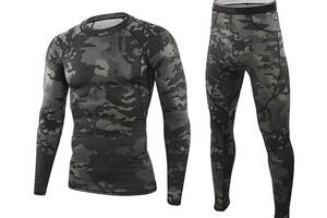 Мужское термобелье Lesko A152 Camouflage зимнее 2XL Черный