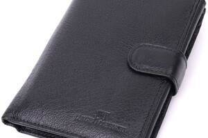 Мужской бумажник с блоком под документы из натуральной кожи ST Leather 22491 Черный