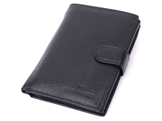 Мужской бумажник с блоком под документы из натуральной кожи ST Leather 22491 Черный