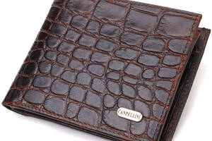 Мужской бумажник среднего размера из натуральной кожи с тиснением под крокодила CANPELLINI 21865 Коричневый