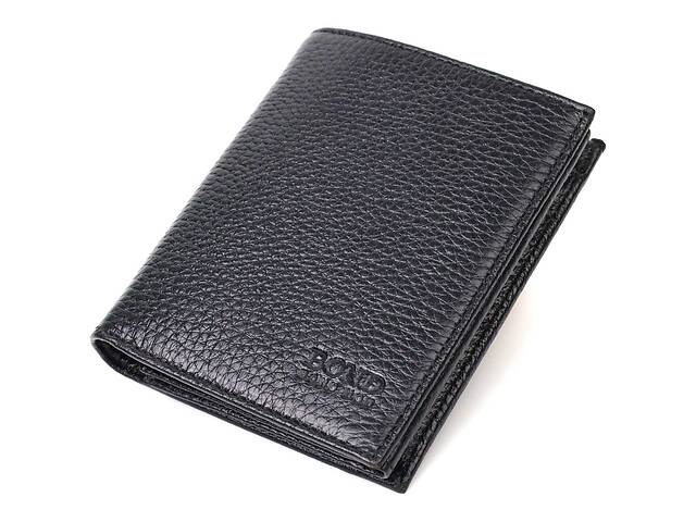 Мужской бумажник из натуральной зернистой кожи без застежки BOND 21988 Черный