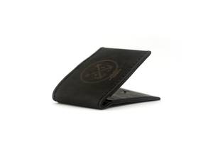 Мужской кошелёк кожаный на кнопке Wallet Slim (as120201) Черный