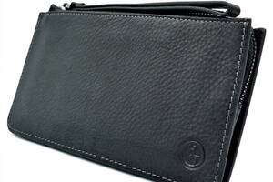 Мужской кожаный клатч-кошелёк H.T.Leather Чёрный (1-162-98)