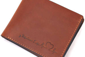 Мужской кожаный кошелек в два сложения Сердце GRANDE PELLE 16736 Светло-коричневый