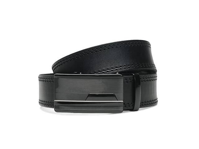 Мужской кожаный ремень с пряжкой автомат Borsa Leather CV1gnn34-115 черный