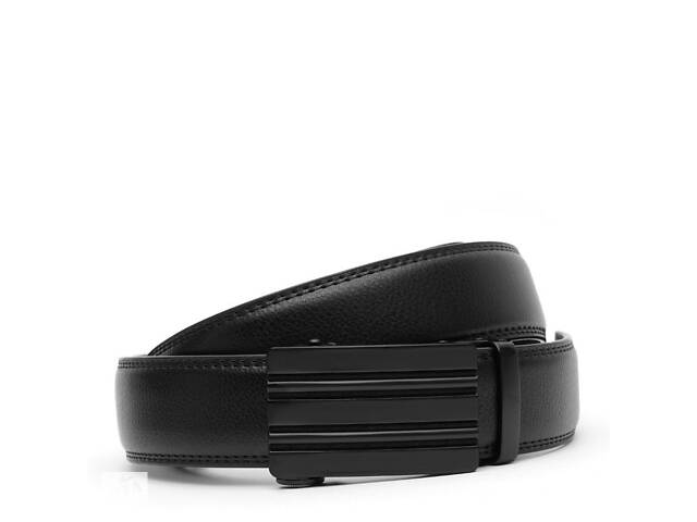 Мужской кожаный ремень с пряжкой автомат V1GKX01-black Borsa Leather