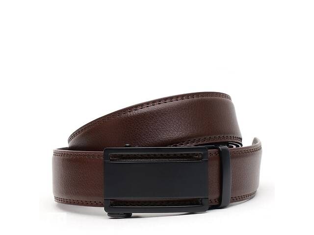 Мужской кожаный ремень с пряжкой автомат V1GKX31-brown Borsa Leather