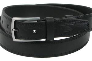 Мужской ремень Skipper кожаный под брюки ширина 3,5 см Черный (1280-35)