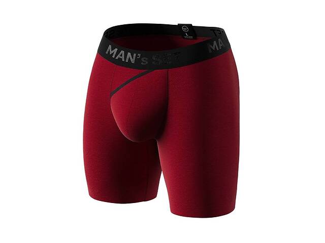 Мужские анатомические боксеры из хлопка Anatomic Long 2.0 Black Series бордовый MAN's SET XL