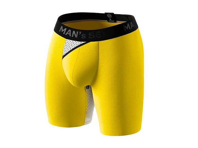 Мужские анатомические боксеры из хлопка Anatomic Long 2.0 Light Black Series желтый MAN's SET S