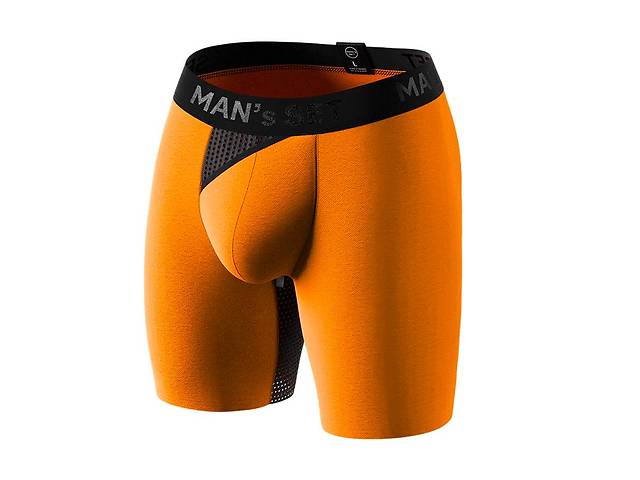Мужские анатомические боксеры из хлопка Anatomic Long 2.0 Light Black Series оранжевый MAN's SET M