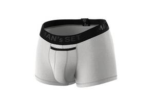 Мужские анатомические боксеры из хлопка с сеткой Anatomic Classic Light Black Series белый MAN's SET S