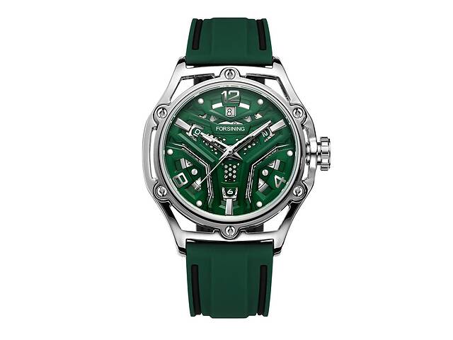 Мужские часы Forsining Gringo Зеленый/Серебристый