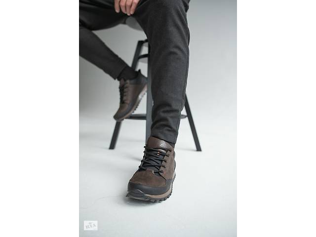 Мужские кроссовки кожаные весна/осень коричневые-черные Anser 95 Emirro