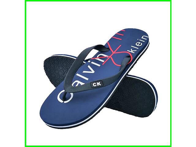 Мужские Вьетнамки Тапочки Calvin Klein Шлёпанцы Синие Шлёпки (размеры: 41,43,45)
