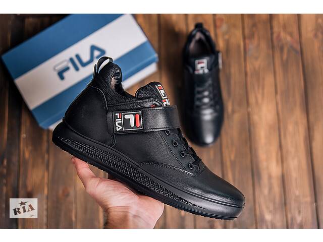 Мужские зимние кожаные кроссовки FILA Black