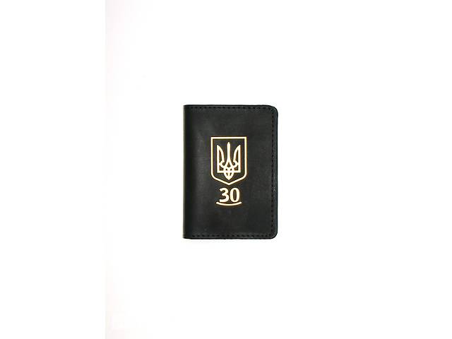 Мини обложка для документов (ID паспорт) DNK Leather Украина 30 лет Черный