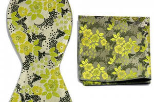 Набор бабочка и платок Gofin с цветами GBZN-329 светло-зеленый