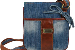 Наплечная джинсовая сумка Fashion jeans bag 8079 Синяя