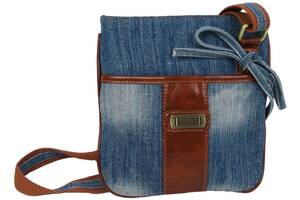 Наплечная джинсовая сумка Fashion jeans bag синяя