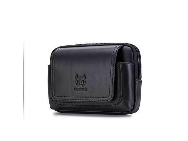 Напоясная сумка-чехол для смартфона T1347A Bull из натуральной кожи черный