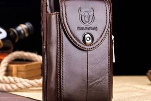 Напоясная сумка-чехол для смартфона T1397 Bull из натуральной кожи 11 × 17 × 3 Коричневый