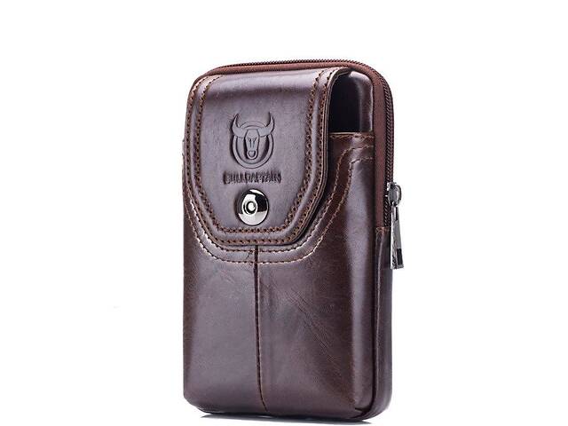 Напоясная сумка-чехол для смартфона T1398 Bull из натуральной кожи 15 × 9.5 × 2 Коричневый