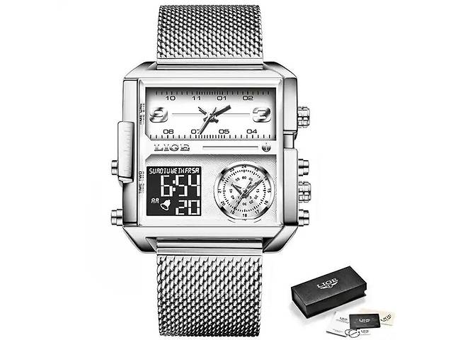 Наручные часы мужские Lige Maxi LG8925 Silver (15252-hbr)