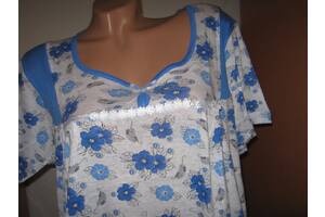 Ночная рубашка EURO, 100% тонкий хлопок, пр-во Узбекистан размер 54-56, короткий рукав 2 расцветки