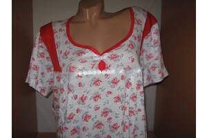 Ночная рубашка EURО 100% тонкий хлопок пр-во Узбекистан размер 58-60 короткий рукав 2 расцветки