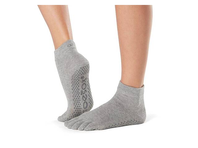 Носки для йоги ToeSox Full Toe Ankle Grip Heather Grey XL 45.5