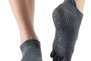 Носки для йоги ToeSox Full Toe Low Rise Grip Charcoal Grey L 43-45