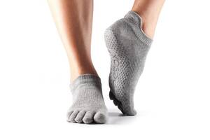 Носки для йоги ToeSox Full Toe Low Rise Grip Heather Grey L 43-45