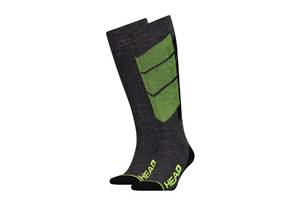 Носки Head Unisex Ski Graphic Kneehigh 2-pack 35-38 gray/black/green 791005001-817