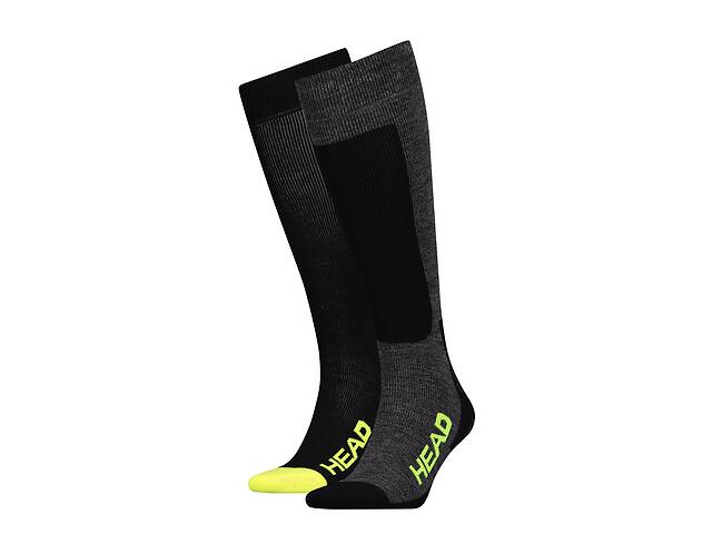 Носки Head Unisex Ski Kneehigh 2-pack 35-38 gray/black/yellow 791003001-817