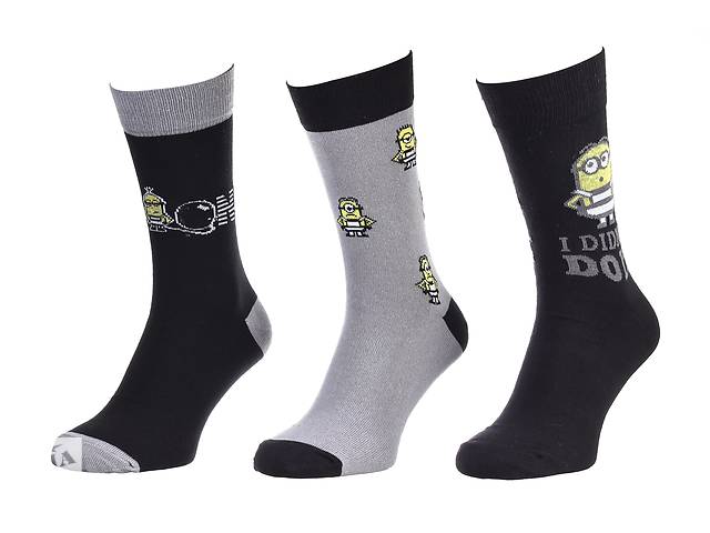 Носки Minions All Over Des Minions / Mot Minion / Minion I Didn'T Do It 3-pack 40-46 gray-black 93153562-1