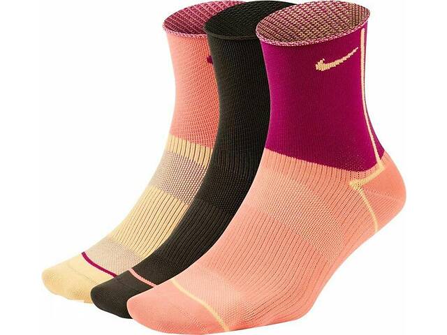 Носки Nike Everyday Plus Lightweight Ankle 3-pack 34-38 black/pink/yellow CK6021-903