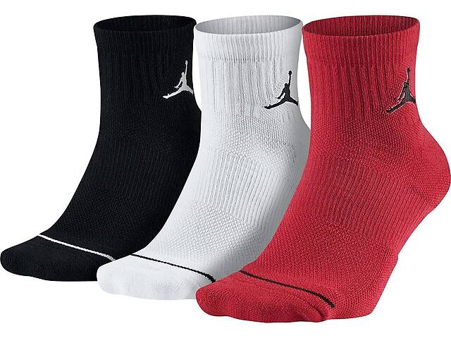 Носки Nike Jordan Jumpman Quarter 43-46 3 пары black/white/red (SX5544-011)