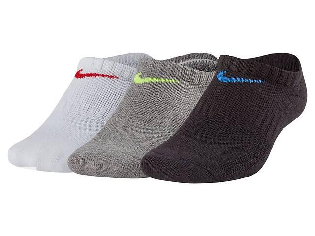 Носки Nike Performance Cushioned No-Show 3-pack 38-42 Черный/Серый/Белый SX6843-906